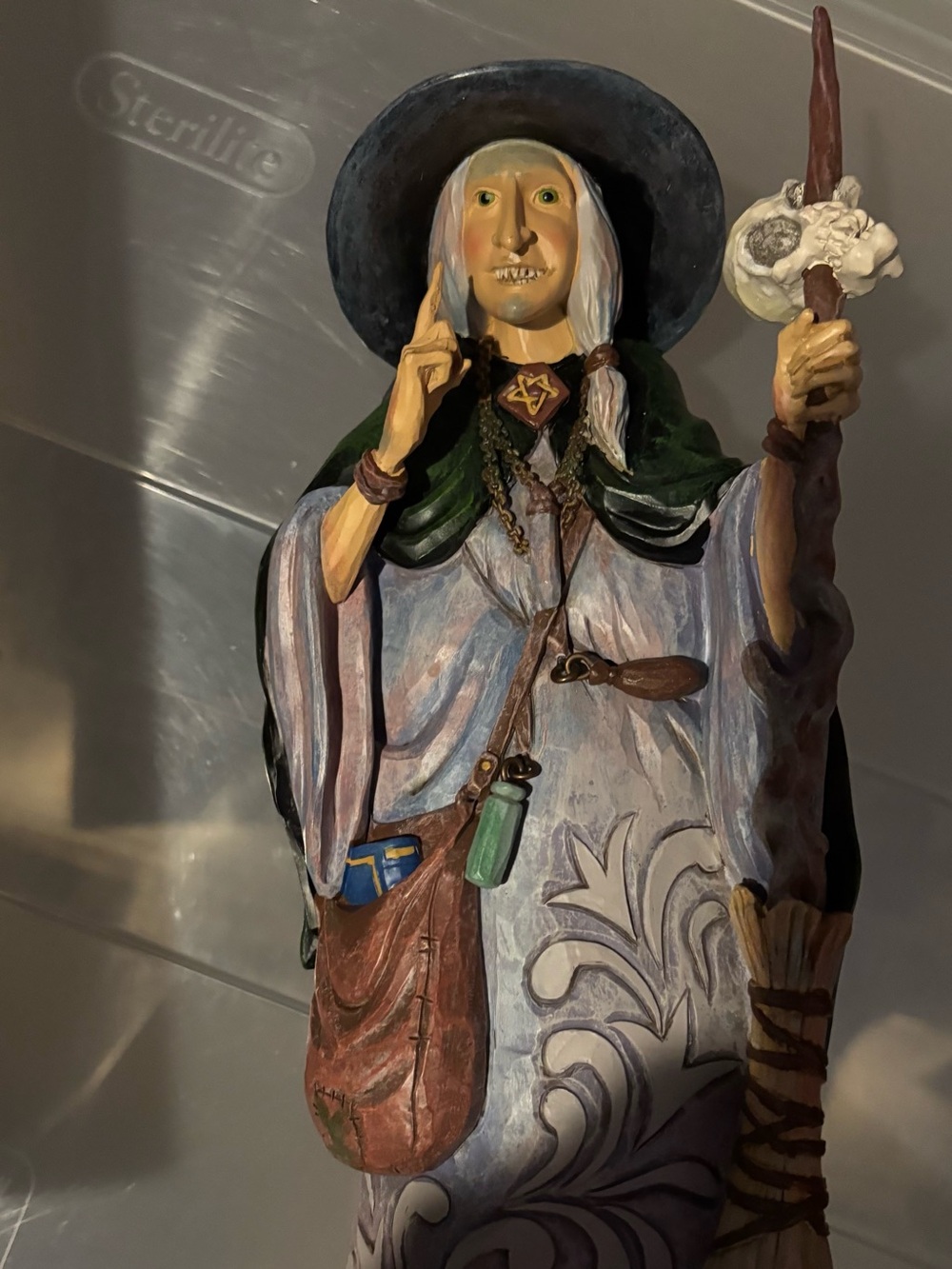 Jim Shore Hand-Painted Witch Figurine in Purple, Green, Brown